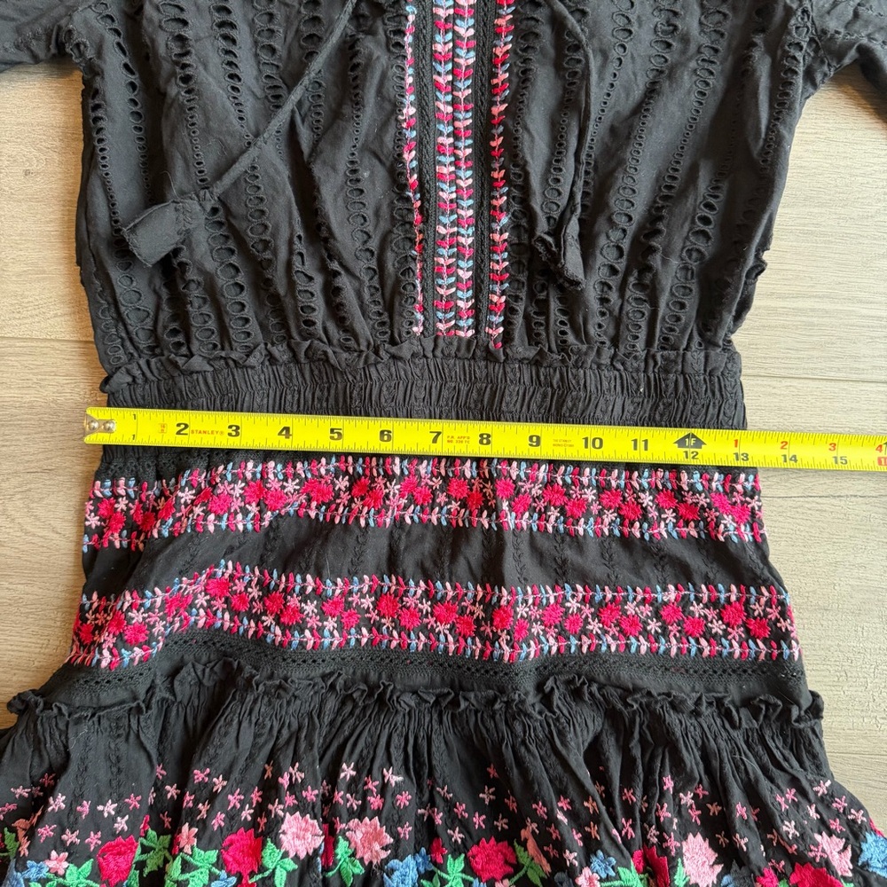 MISA Los Angeles Manuela Embroidered Mini Dress - size small - black/pink/blue - Picture 3 of 13